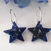 Handmade Midnight Blue Silver Star Earrings